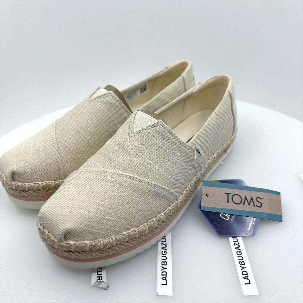 New Toms Cream Espadrille Slip-On
